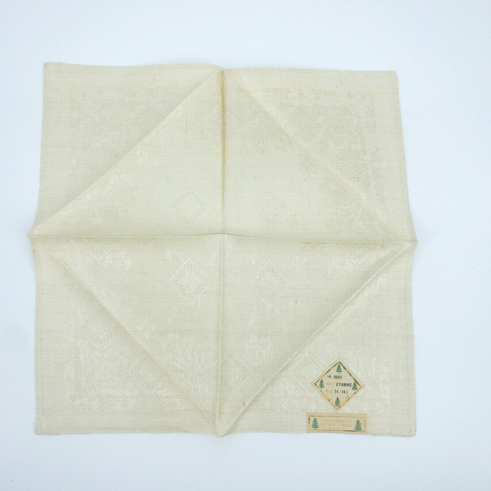 Vintage Linen Napkin Set 11 Beige European 1950s Table Decor - Picture 12 of 16